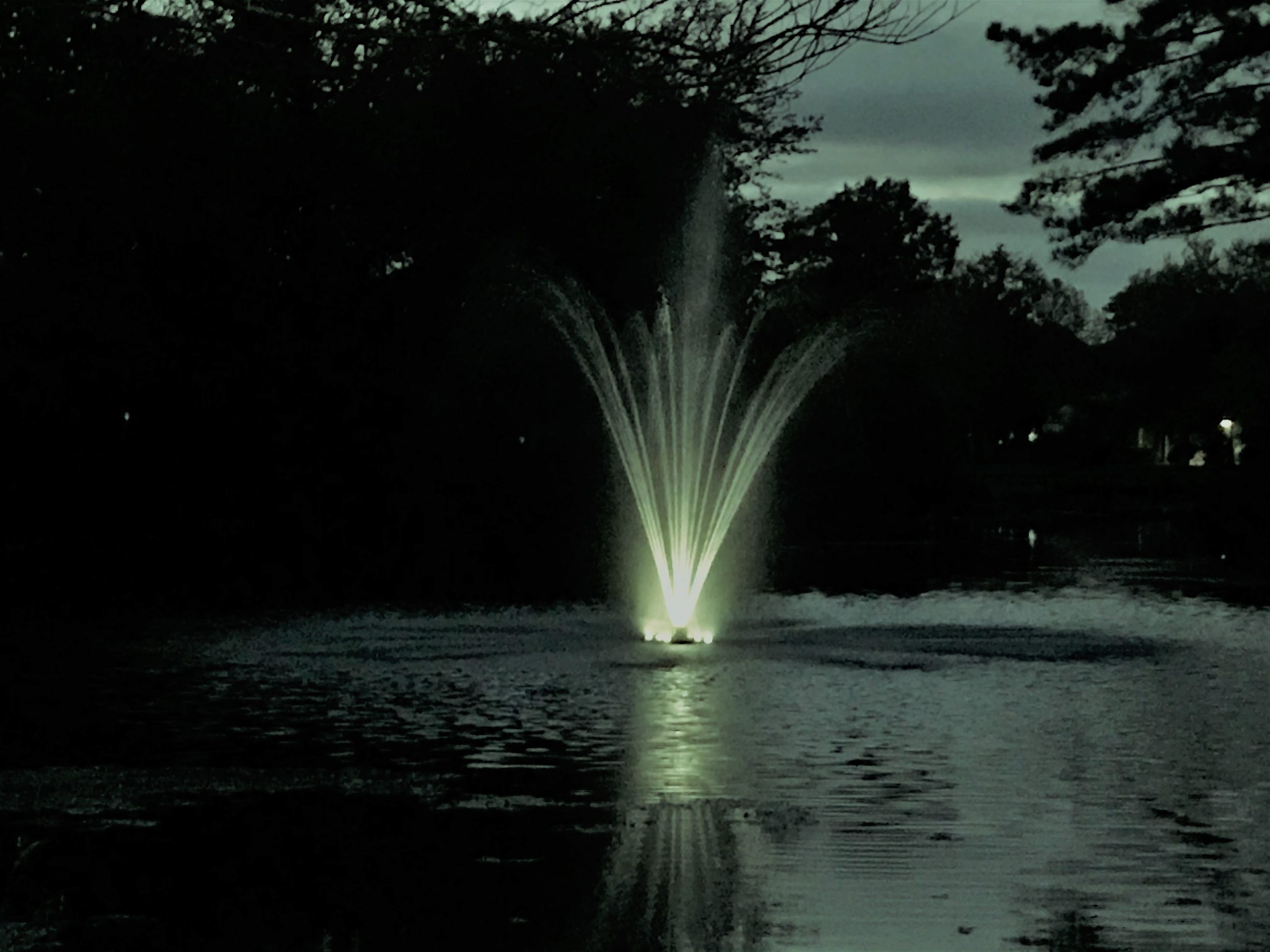 lit up fountain